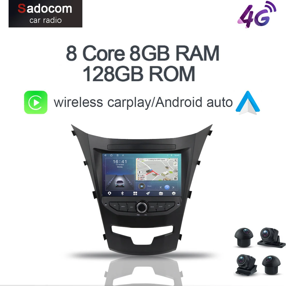 Carplay4G Lte Dsp 2 Din Android 12.0 Per Ssangyong Korando 2014 4Gb Ram 64Gb Lettore Dvd Per Auto Carplay Autoradio Tuner Gps Glonass
