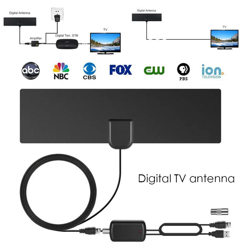 Digital Hdtv Antenne Tv Ontvanger Indoor 980 Mijl Met Booster Amplificato Vhf Freeview Lojuice Kanaal Clear Antenne