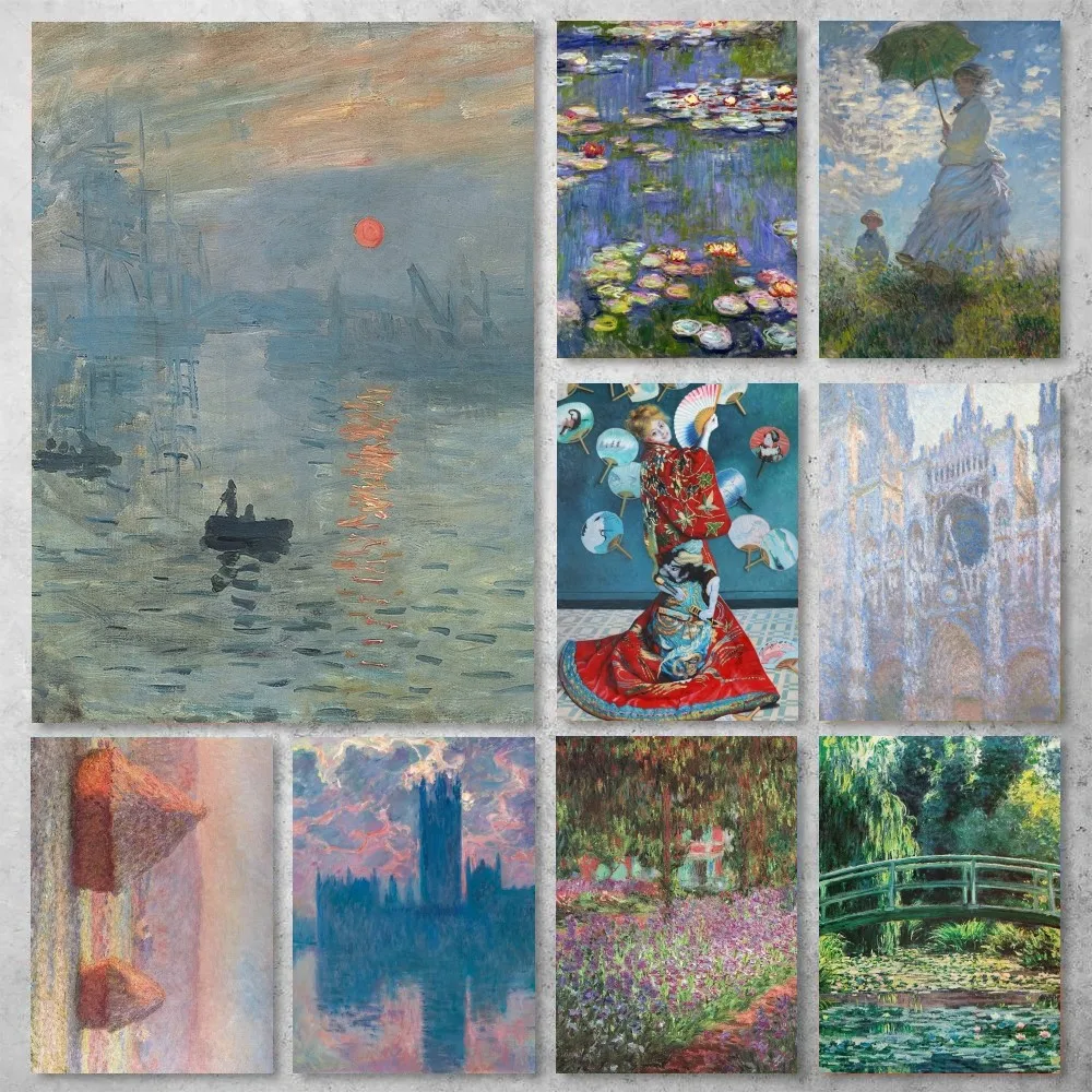 Claude Monet Impression Soleil Levant Poster Gallery Stampe Autoadesive Decorazioni Per La Casa Decorazione Decalcomanie Da Parete Soggiorno Sticker