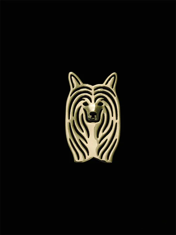 Trendy Chinese Crested Powderpuff Spille E Perni Di Colore Dell'Oro Degli Uomini Di Colore Argento Spille Gioielli Di Moda A Mano Di Re