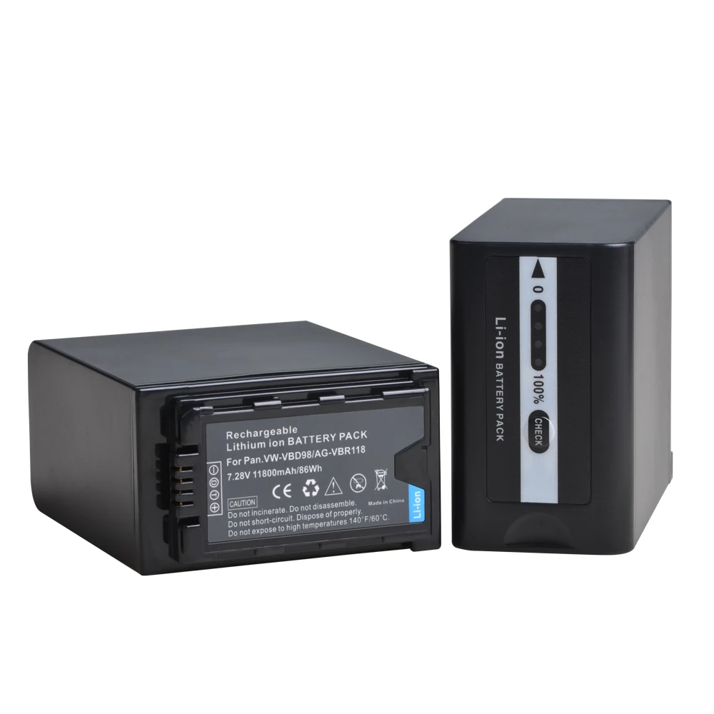 Ag-Vbr118 Di Vw-Vbd98 Di Durapro 11800Mah Con Gli Indicatori Di Potere Del Led Per Panasonic Hpx260Mc Px270 Px298 Mdh2 Fc100 Dvx200 Cx350