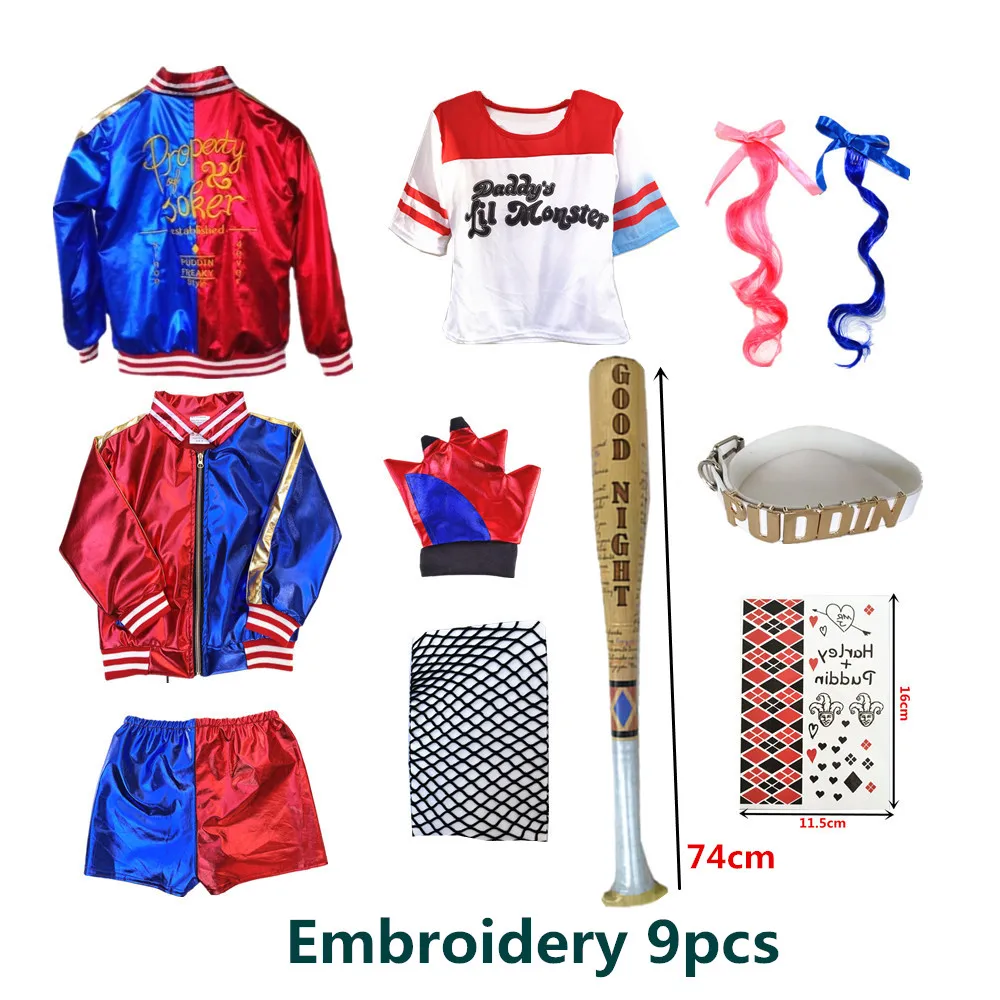 Festa Dei Bambini Carnevale Harley Kids Girls Cosplay Quinn Costumes Jacket Holster T-Shirt Bracer Accessori Vestiti