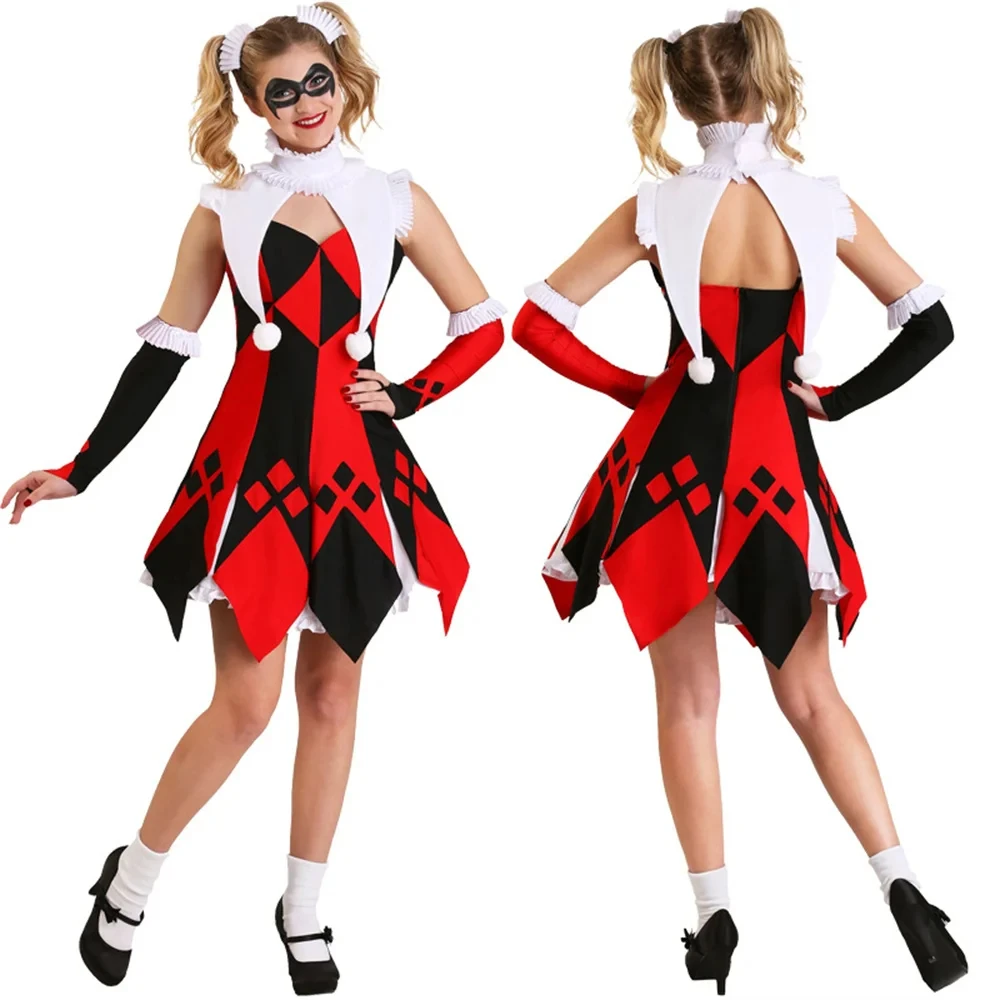 Carnival Adult Circus Clown Cosplay Dress Performance Harley Fancy Costumes Masquerade Role-Play Quinn Outfits Purim Party Dress