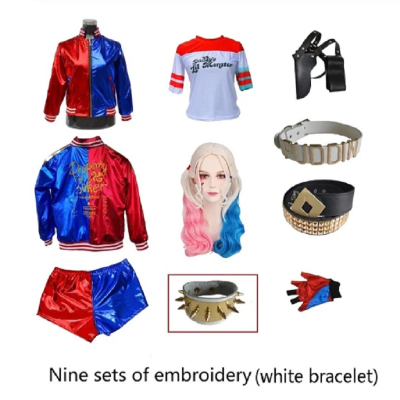 Kids Girls Suicide Harley Cosplay Costumes Squad Quinn Monster Jacket Pants Set Christmas Kids Girls New Year Party Clothes