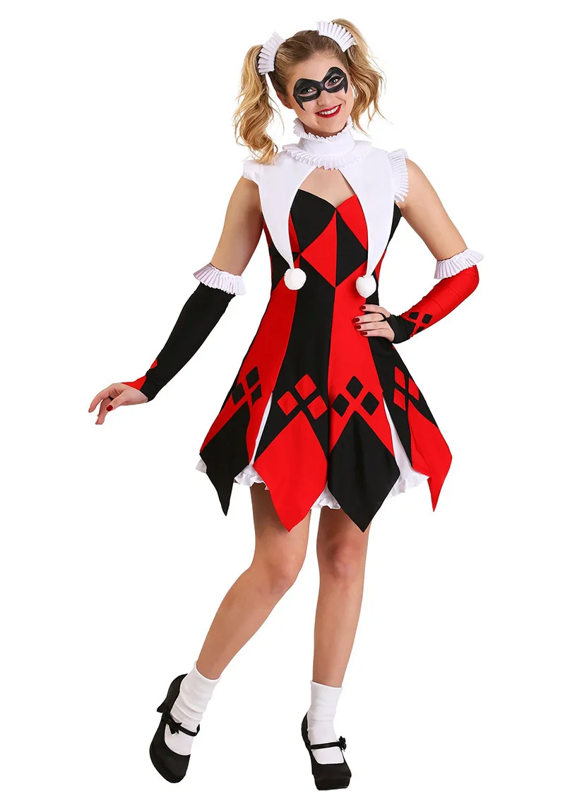 Halloween Women Clown Harley Costume Evil Clown Penale Quinn Cosplay Outfit Circo Clown Fantasia Vestito Fantasia