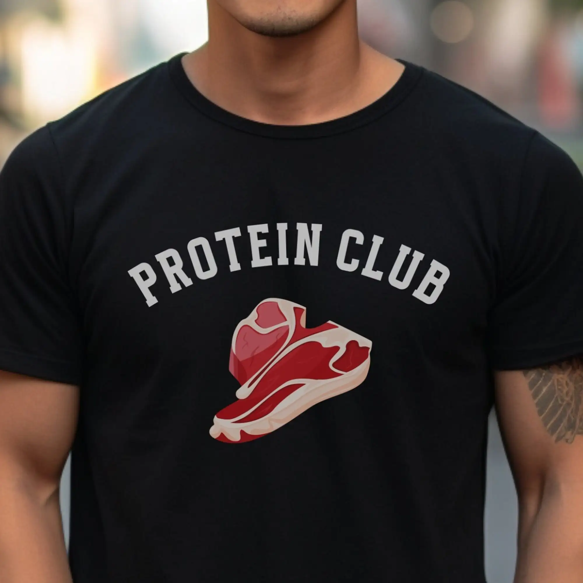 Protein Club Gym Bro T-Shirt Per Sollevamento Pesi Steak Lover Perfect Workout Bodybuilding Cross Fit Power Lifter