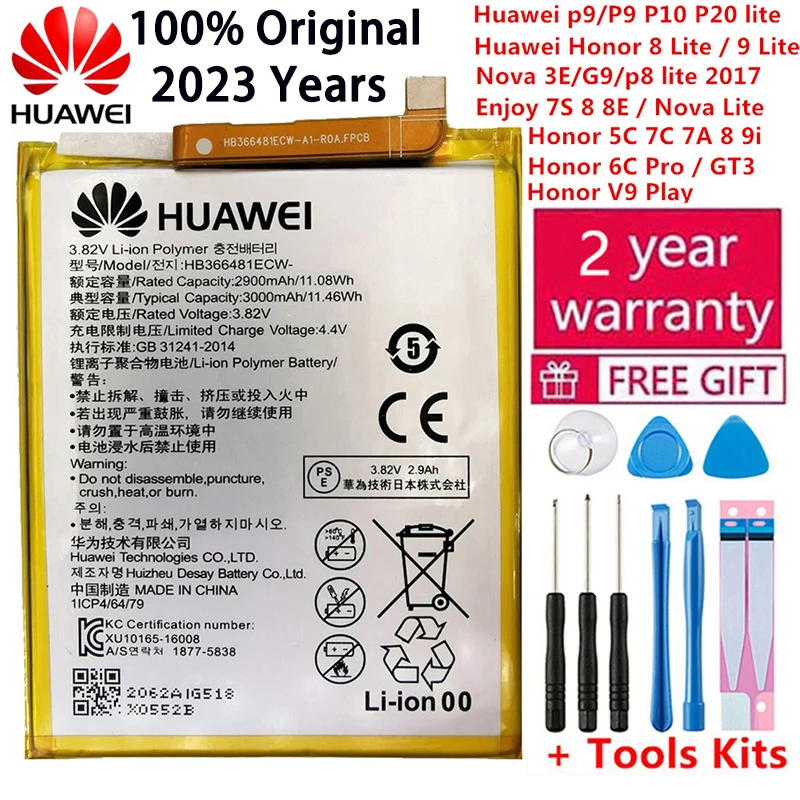 Originale Hb366481Ecw Batteria Per Huawei Honor 8 Frd-L19 Frd-L10 Frd-L09 Frd-Al00 Frd L19 L10 L09 Al00 P Smart Fig-Lx1 Fig-La1