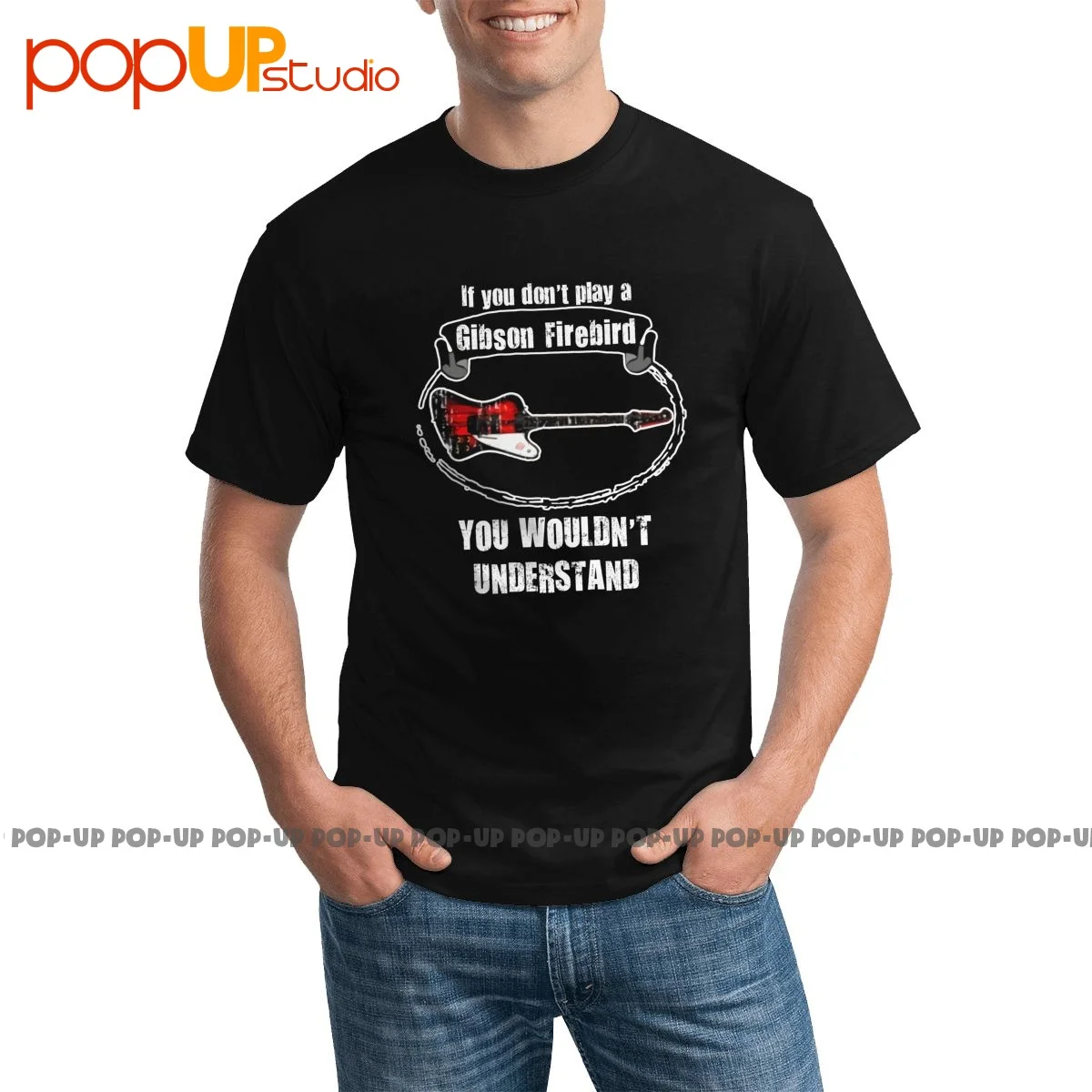 Cool I Play A Gibson Firebird Guitar Non Capirete T-Shirt Design Streetwear Tee Shirt