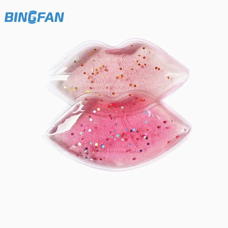 Consegna Casuale Hot Mini Lip Shaped Beauty Gel Ice Pack Lip Shape Cool Pack Con Glitter