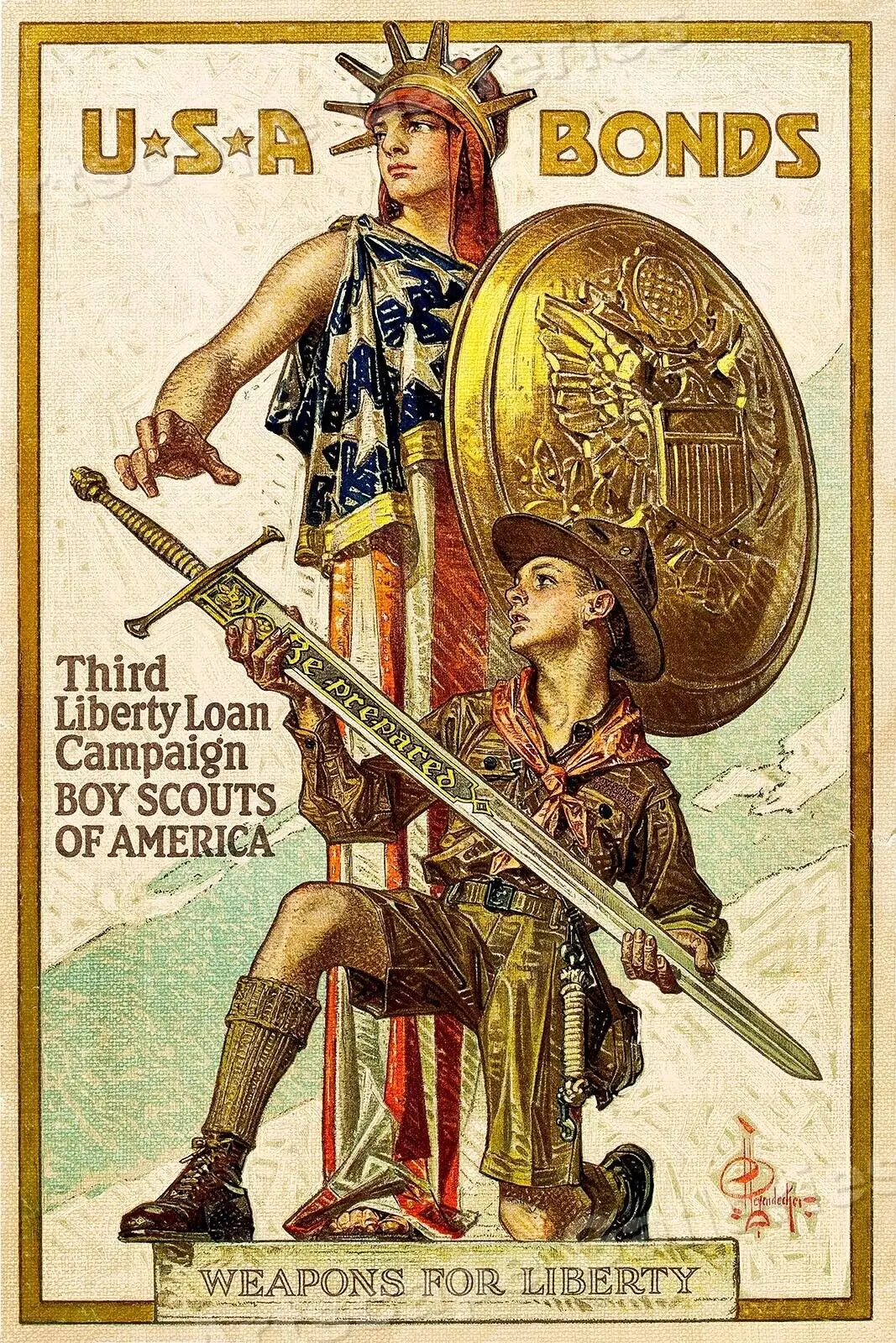 Ragazzi Scout-Armi Per Liberty 1918 Vintage Style Wwi Poster Silk Poster Wall Painting