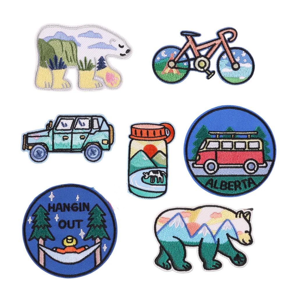 Occhiali Da Sole Da Campeggio Boy Scout Tent Mountain Outdoor Accessori Ricamati Badge Patch Per Abbigliamento Iron On Hat Bag Valigia