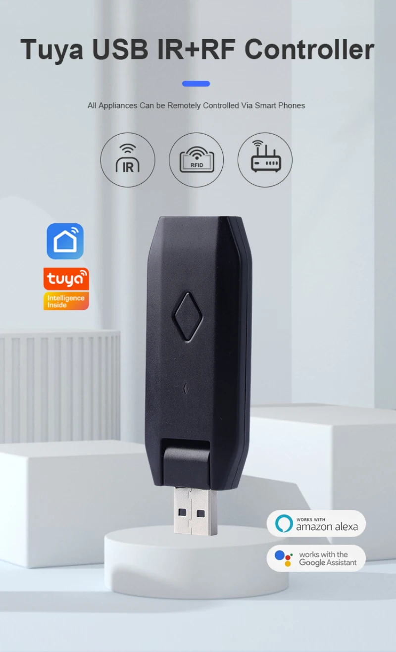 Tuya Usb Ir+Rf Controller For Tv Rf Fan/Light/Curtain Remote Control Voice Control Works With Amazon Alexa Google Assistant