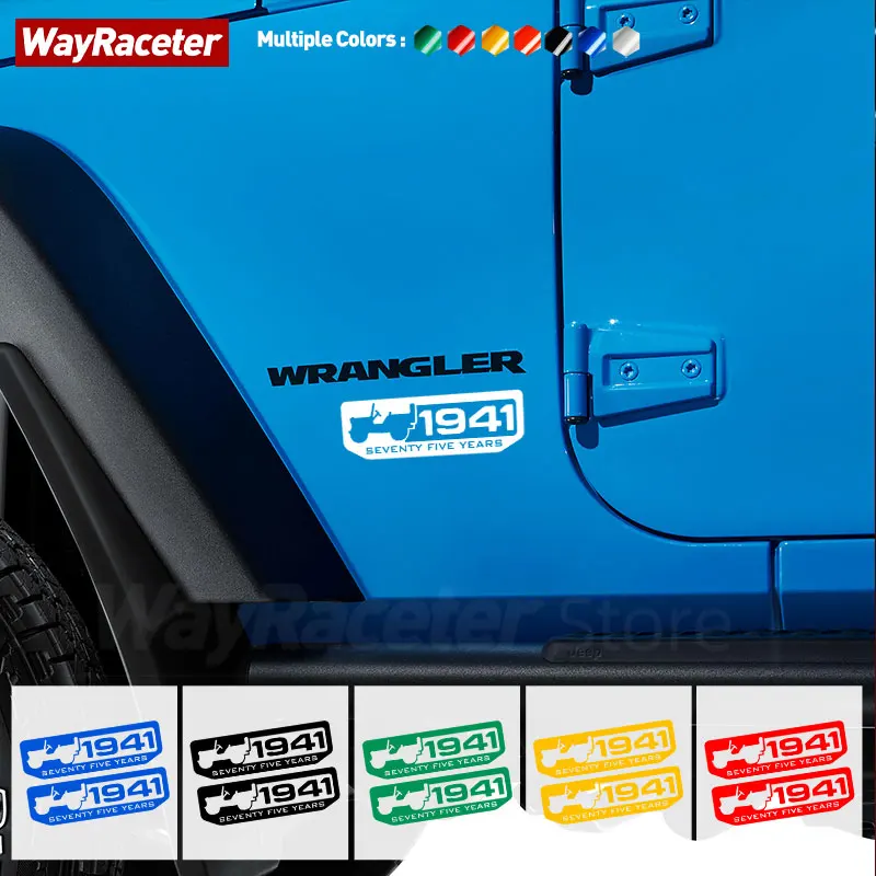 2 Pcs Door Side Fender Sticker Trunk 75Th Anniversary 1941 Decalcomania Grafica Per Jeep Wrangler Grand Cherokee Renegade Compass