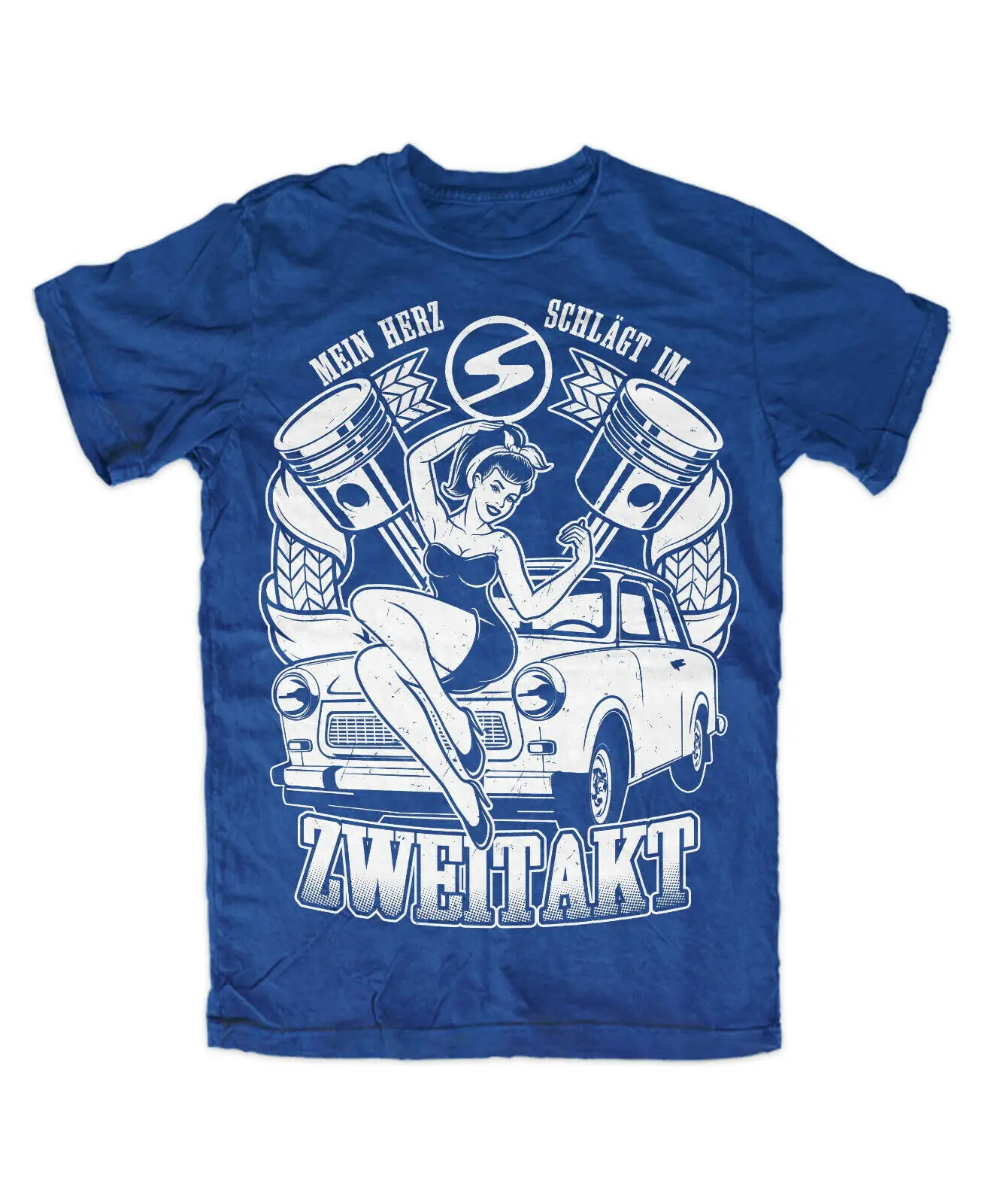 Maglietta A Due Tempi Trabant Blue 601 Cult Trabant Ifa Gdr Simson East Cult