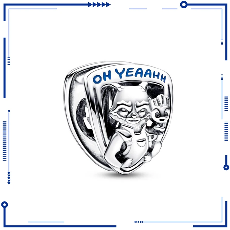 Marvel Guardians Of The Galaxy Rocket Raccoon E Groot Coat Of Arms Charm Bead Fit Bracciale Pandora Donna 925 Gioielli In Argento