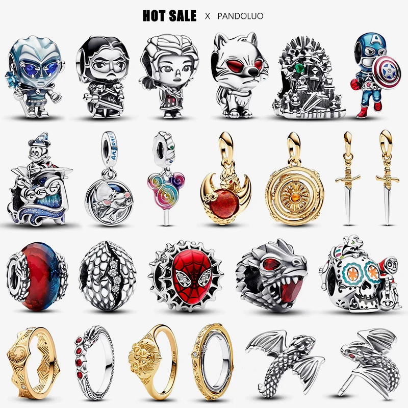 Marvel Disney 2024 New In Charm Beads Fits Pandora Bracciale Donna Hot 925 Silver Game Of Thrones Orecchini Pendenti Collana Ad Anello