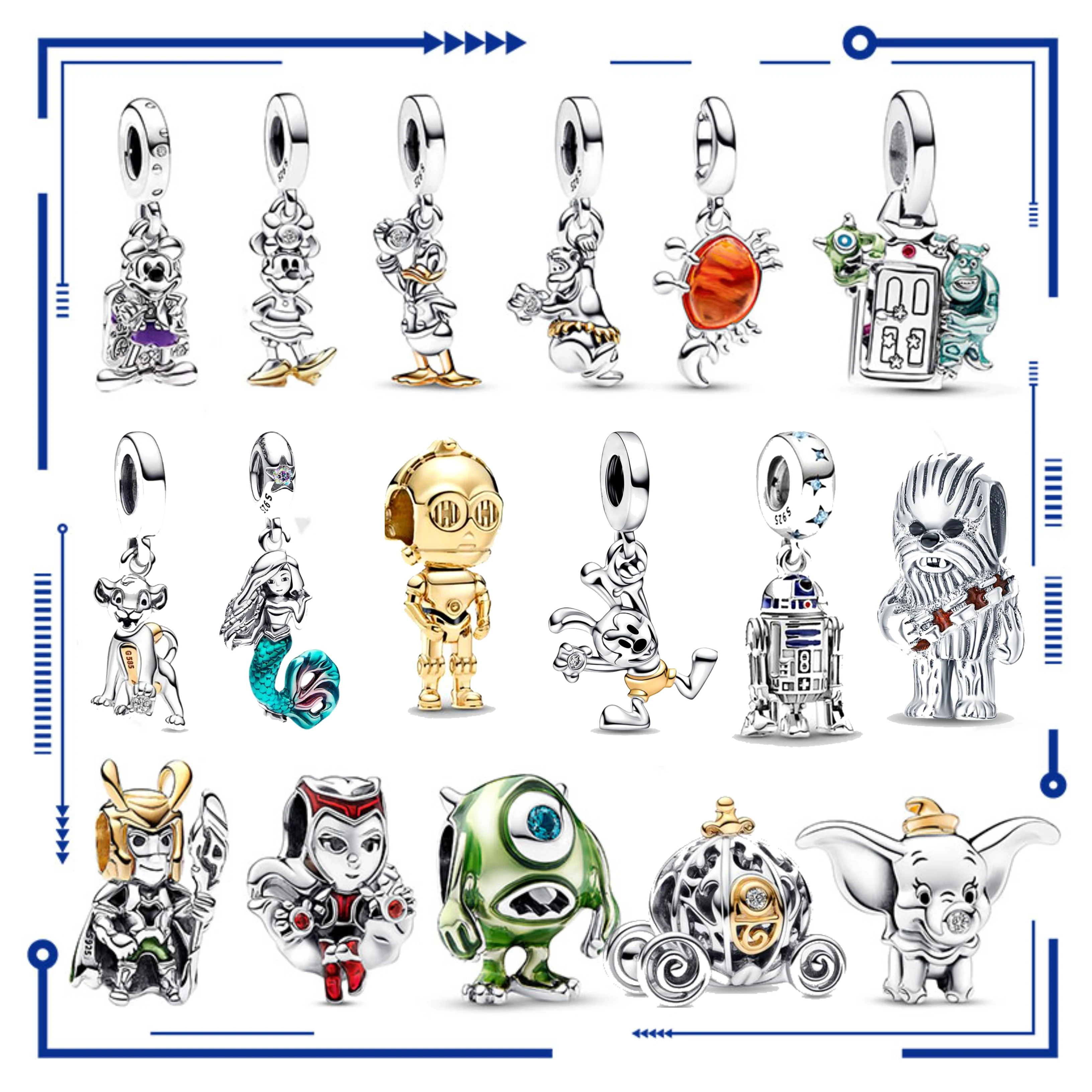 2023 Aoger Disney Star Wars Marvel 925 Sterling Silver Pixar Mike Wazowski Scarlet Witch Beads Ciondola Charm Fit Pandora Bracciale
