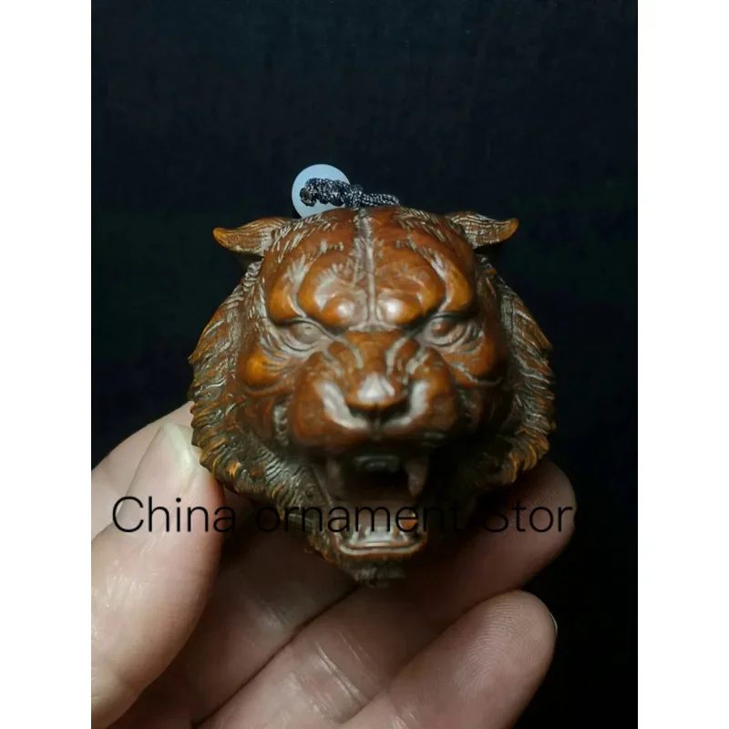1919 Collezione Old Japanese Boxwood Intagliato A Mano Tiger Figure Statue Netsuke Gift