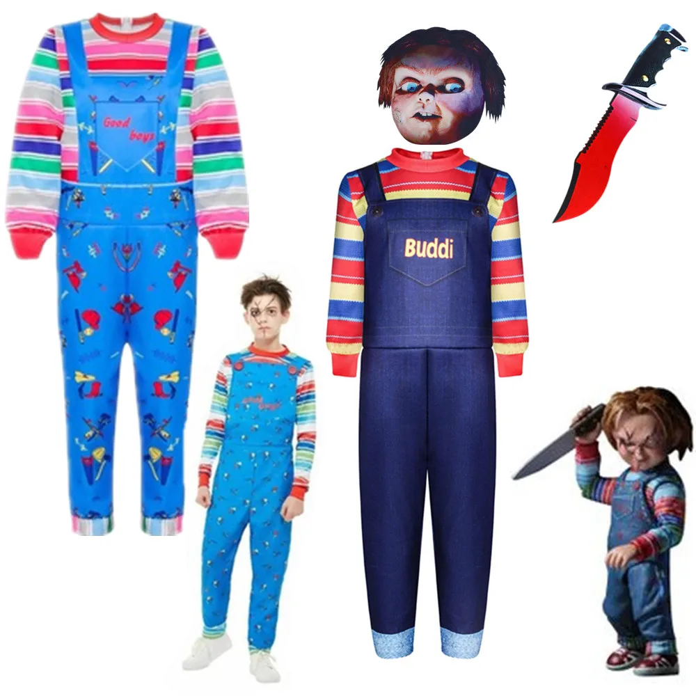 2020 Kids Halloween Child'S Play Chucky Cosplay Costume Ragazzi Ragazze Cartoon Horror Ghost Doll Tute A Maniche Lunghe Stampate In 3D
