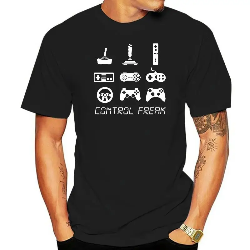 Control Freak- Arcade Console Gamer Addict-Shirt Da Uomo Grafica Di Fatcucù-Mts1035 Cool Graphics Classic Girocollo