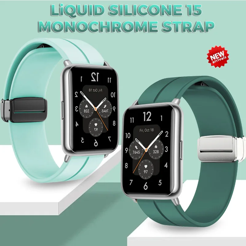 Magnetic Folding Buckle Strap For Huawei Watch Band Fit 2  Silicone Replacement Belt Correa Bracelet Huawei Watch Fit Strap