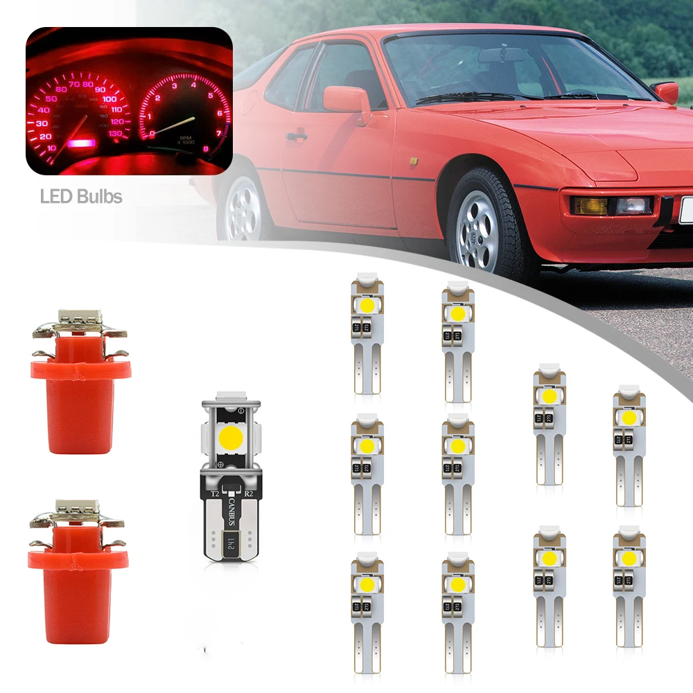 13Pcs Lampadine A Led Indicatore Di Riscaldamento Del Cruscotto Dell'Auto Speedo Oil Tach Cluster Lampade Interne Per Porsche 944 924 924S 931 924 Tur