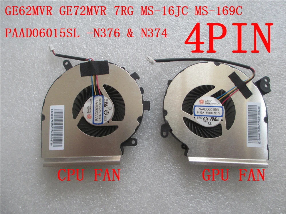 Paad06015Sl Pabd08008Sh Cpu Gf75 Ventola Per Msi Ge62 Ge72 Pe70 Ge70 Gl62M Ge72Mvr Gs70 Gs72 Gl66 Gp76 Ge76 Ge77 Gf76 Gf66 Gf63 Gf65