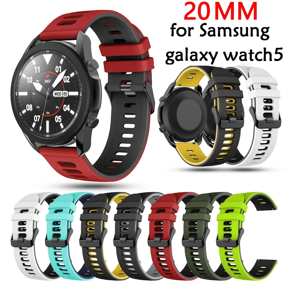 Cinturino In Silicone Universale Da 20Mm Per Cinturini Bicolore Samsung Galaxy Watch5 Per Samsung Watch4 40/44Mm/Watch4 Classic 42/46Mm