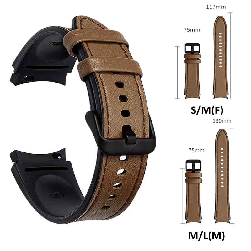 No Gaps Leather Strap For Samsung Galaxy Watch 4 Classic 46Mm 42Mm 44Mm 40Mm Silicone+Leather Bracelet Correa Galaxy Watch4 Band