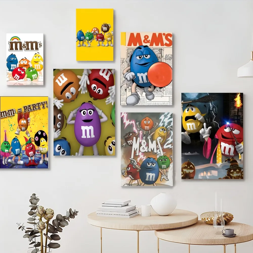 Candy M-Ms C-Chocolate M & M'S Poster Autoadesivo Art Poster Retro Kraft Paper Sticker Fai Da Te Room Bar Cafe Vintage Decorativo