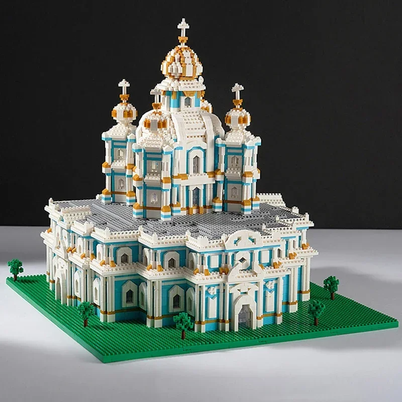 3737Pcs World Architecture Smolny Cathedral Church Radiator Diy Mini Diamond Blocks Bricks Building Toy For Children Gift
