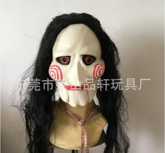 Halloween Latex Saw Billy Jig Saw Tobin Bell Jig Saw Head Mask Con Maschera Per Capelli Party Cosplay Costume Mask