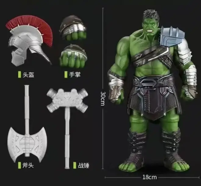 35Cm Big Size Avengers Marvel Thor 3 Ragnarok Hands Movable Hammer Battle Axe Gladiator Hulk Bjd Action Figure Model Toy