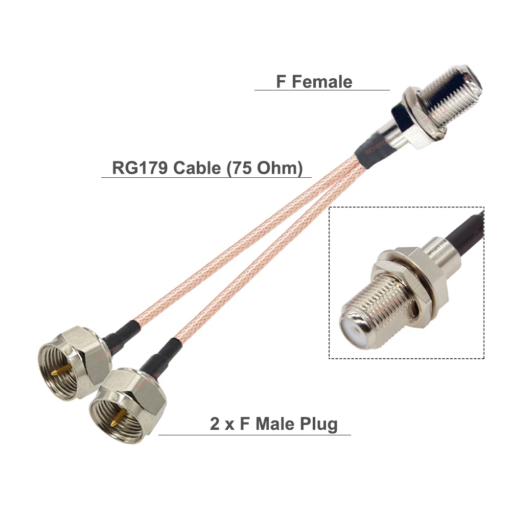 1 Pz Bevotop F Cavo Splitter F Femmina A 2 X F Spina Maschio 75 Ohm Rg179 Cavo Y Tipo Tv Satellite Splitter Coassiale Combinatore