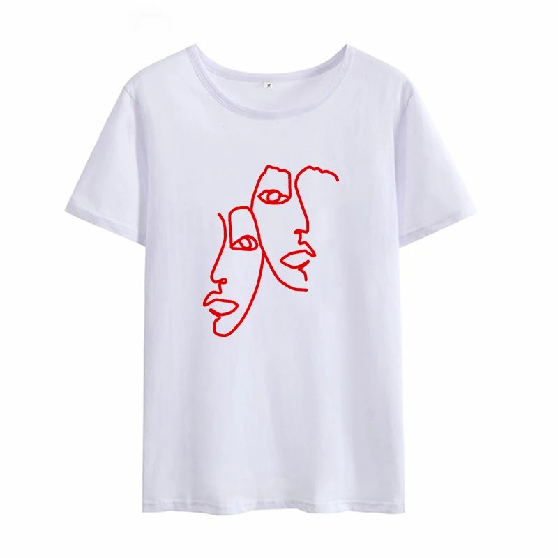 T-Shirt Donna Fashion Stick Figure People Avatar Print Ladies Tees Casual Bianco Manica Corta Vestiti Estivi Per Le Donne 2021
