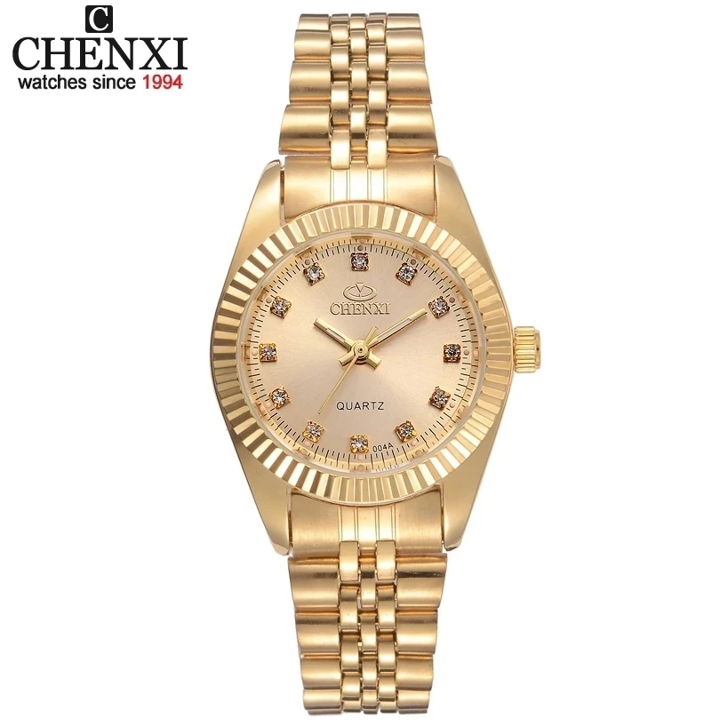Chenxi Marca Top Luxury Ladies Gold Watch Women Golden Clock Female Women Dress Strass Quarzo Orologi Impermeabili Femminili