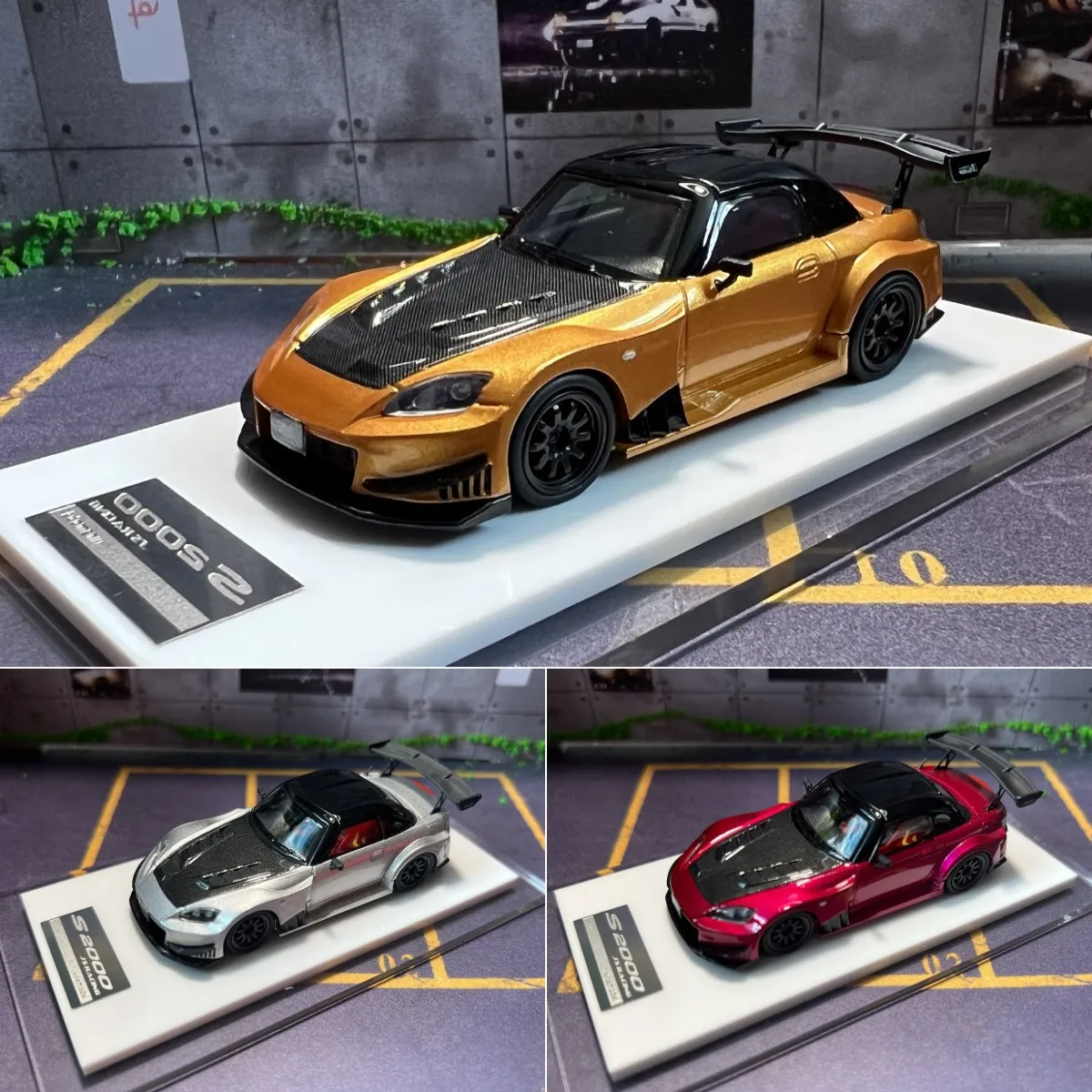 Un Modello 1:64 Honda S2000 Racing Carl Resin Diecast Car Model