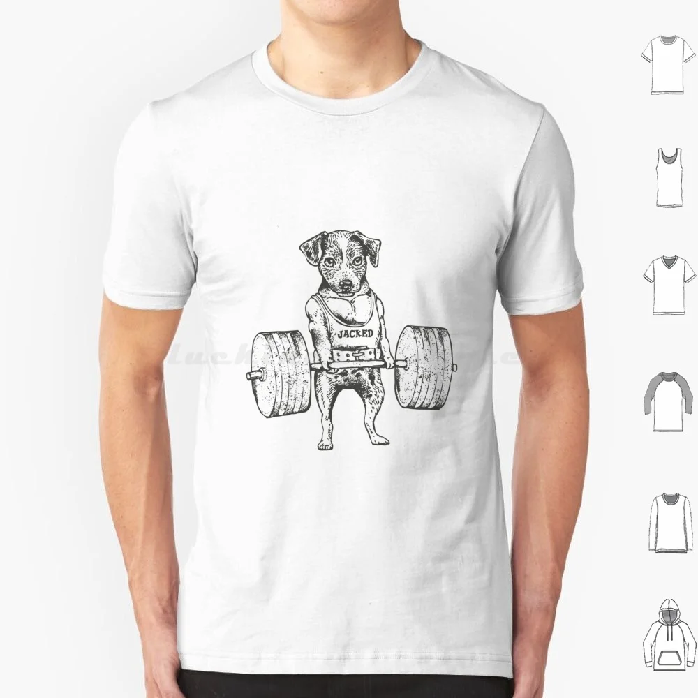 Jack Russell Terrier Lift T Shirt Big Size 100% Cotone Jack Russell Terrier Lift Gym Fitness