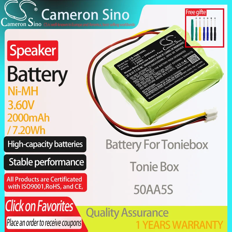 Batteria Cameronsino Per Toniebox Tonie Box Per Toniebox 50Aa5S Batteria Per Altoparlanti 2000Mah/7.20Wh 3.60V Ni-Mh Verde