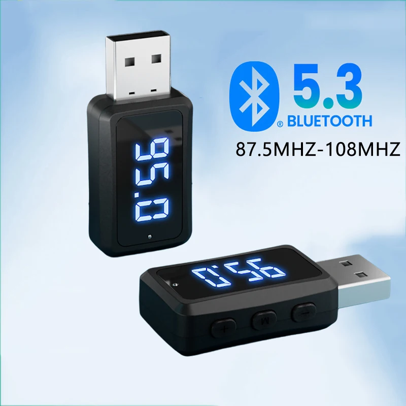 Ricevitore Trasmettitore Mini Usb Bluetooth 5.3 Per Auto Con Display A Led Kit Vivavoce Per Auto Chiamata Audio Wireless Automatico Per Radio Fm