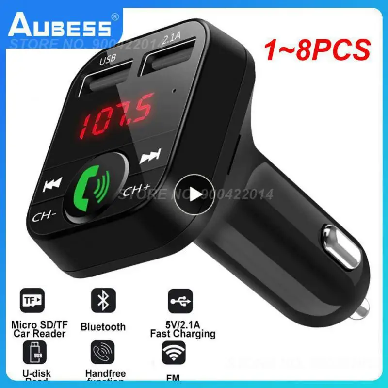 1 ~ 8Pcs Car 5.0 Trasmettitore Fm Adattatore Wireless Mic Ricevitore Audio Lettore Mp3 Automatico 2.1A Dual Usb Fast Charger Car