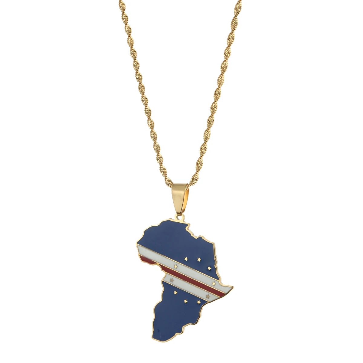 Africa Map & Cabo Verde Flag Collane Con Ciondolo Gioielli Color Oro