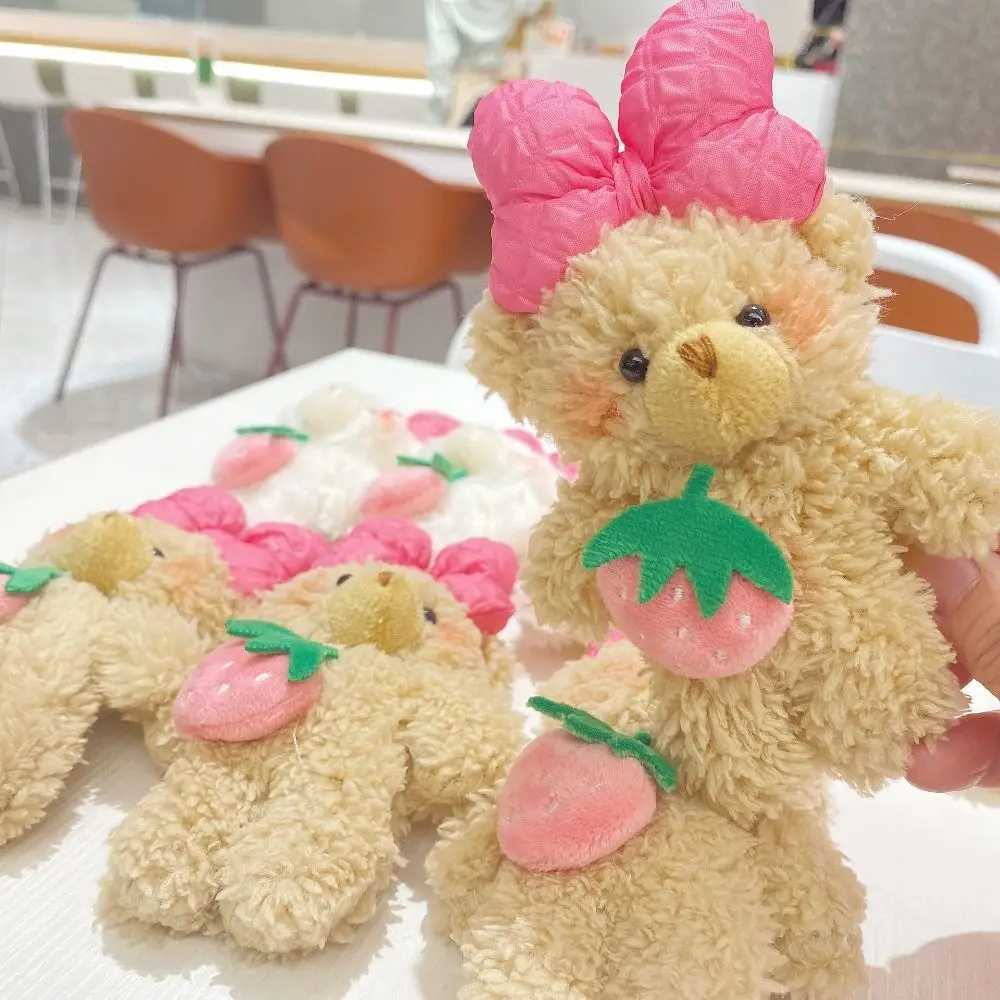 Semplice Girly Heart Bow Ciondolo Regali Super Cute Bear Peluche Portachiavi Zaino Unisex Decorazione Del Fumetto