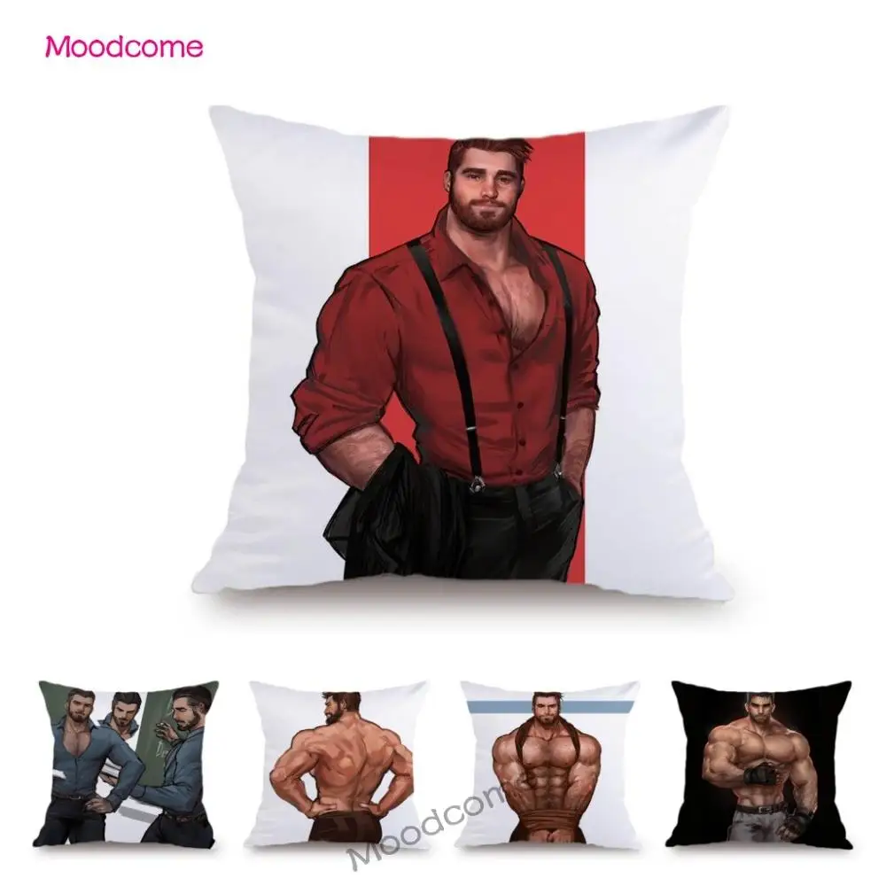 Fodera Per Cuscino Da Tiro In Velluto Super Morbido Per Divano Sexy Muscle Jock Bear Man Gym Body Builder Boyfriend Nude Male Gay Art Fodera Per Cusci