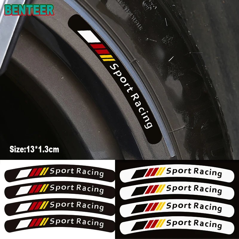 4X Sport Racing Car Wheel Sticker Per Mercedes Benz Amg W204 W211 W210 C63 C180 E200 Cla Glk Gle Gla A180 A B C E Class A45