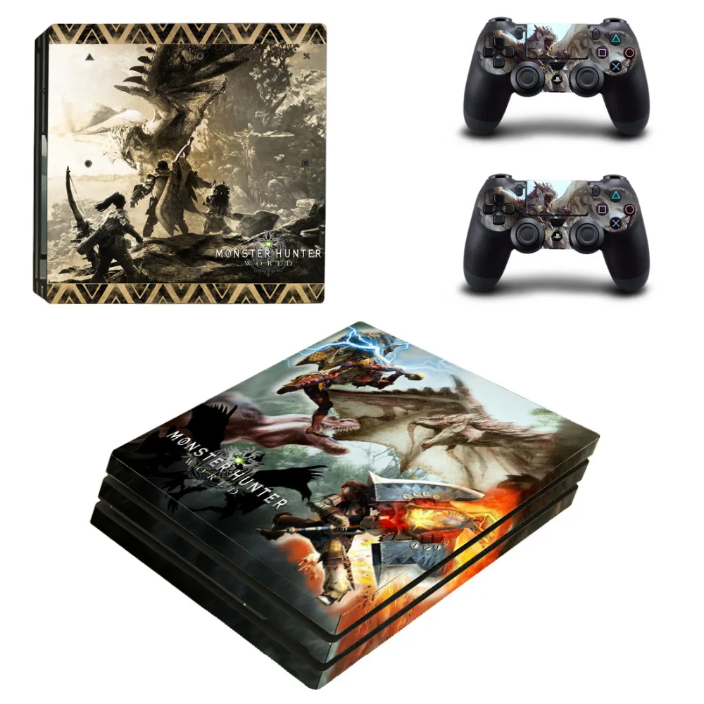 Per Monster Hunter World Ps4 Pro Skin Sticker Per Sony Playstation 4 Console E 2 Controller Ps4 Pro Stickers Decalcomania In Vinile