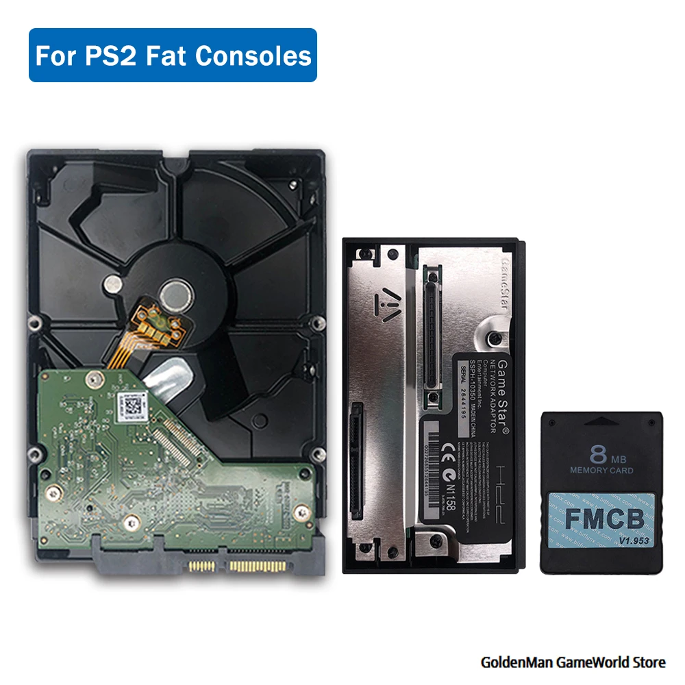 Bitfunx Gamestar Sata Hdd Adapter + Fmcb V1.953 Scheda Di Gioco Per Ps2 Playstation 2 + Sata Hdd Hard Disk Drive Con Giochi
