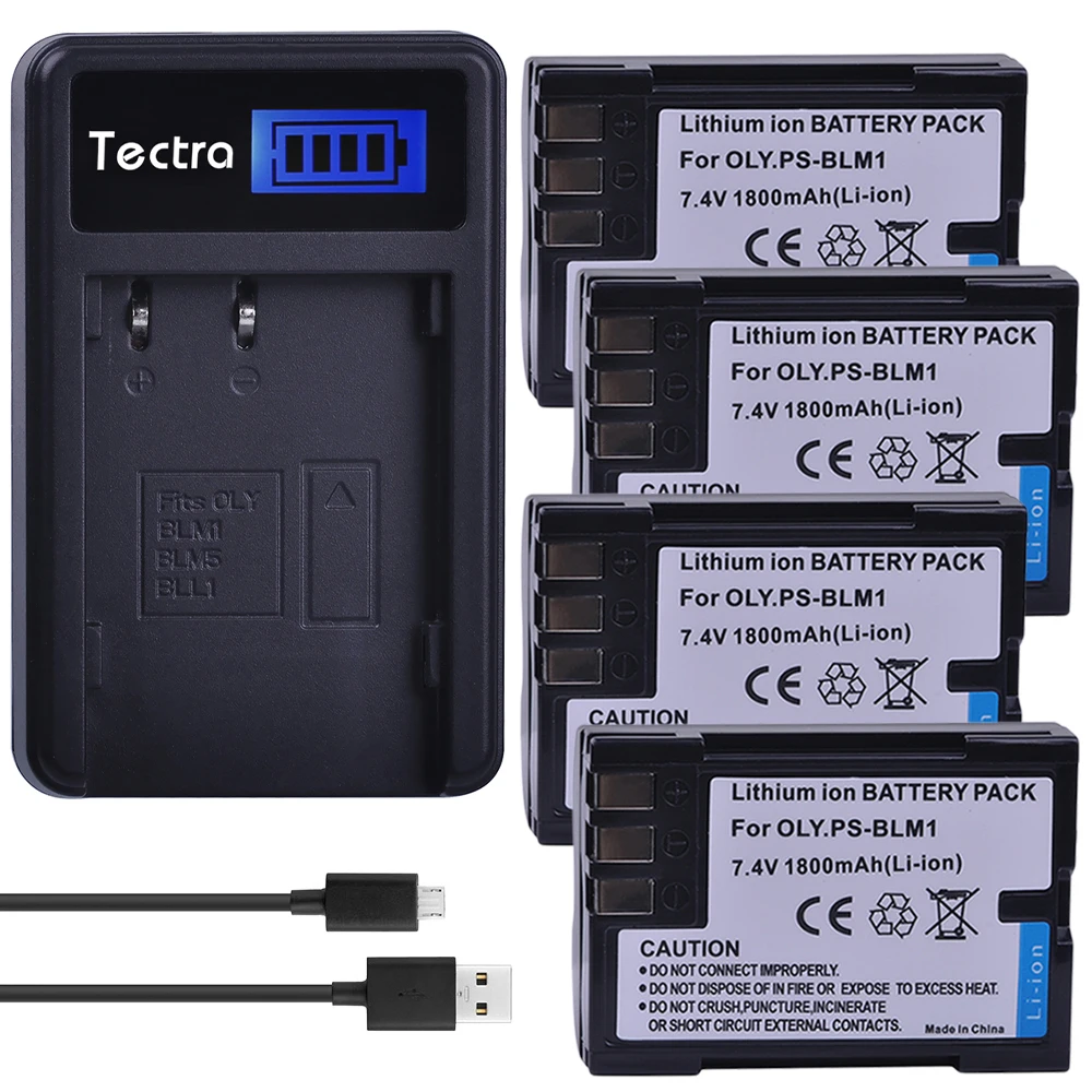 Blm-1 Ps-Blm1 Blm1 Psblm1 Batteria + Caricabatterie Lcd Per Olympus C5060Wz C-7070 C-8080 E300 E330 E500 E510 E520 E-30