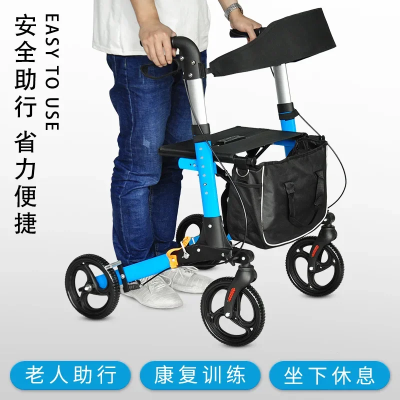 Anziani Disabili Riabilitazione Deambulazione Assist Deambulatore Deambulatore Puleggia Pieghevole In Lega Di Alluminio Walker Shopping Mobility Aid