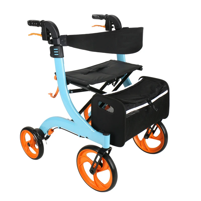 4 Wiel Legering Draagbare Vouwen Lichtgewicht Winkelen Walker Rollator Winkelwagen